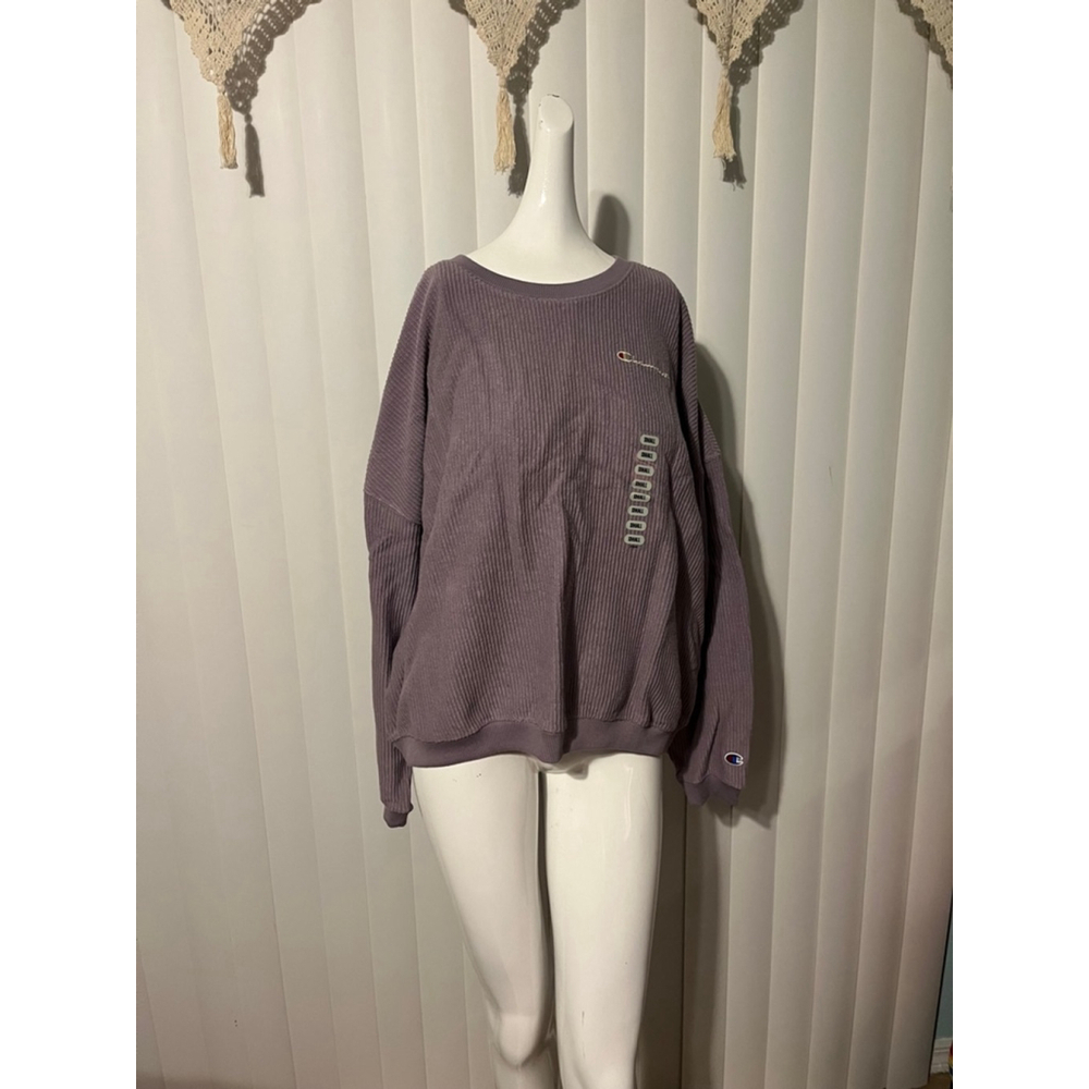 Women's Champion Purple Ribbed Crewneck Sweatshirt - Size L